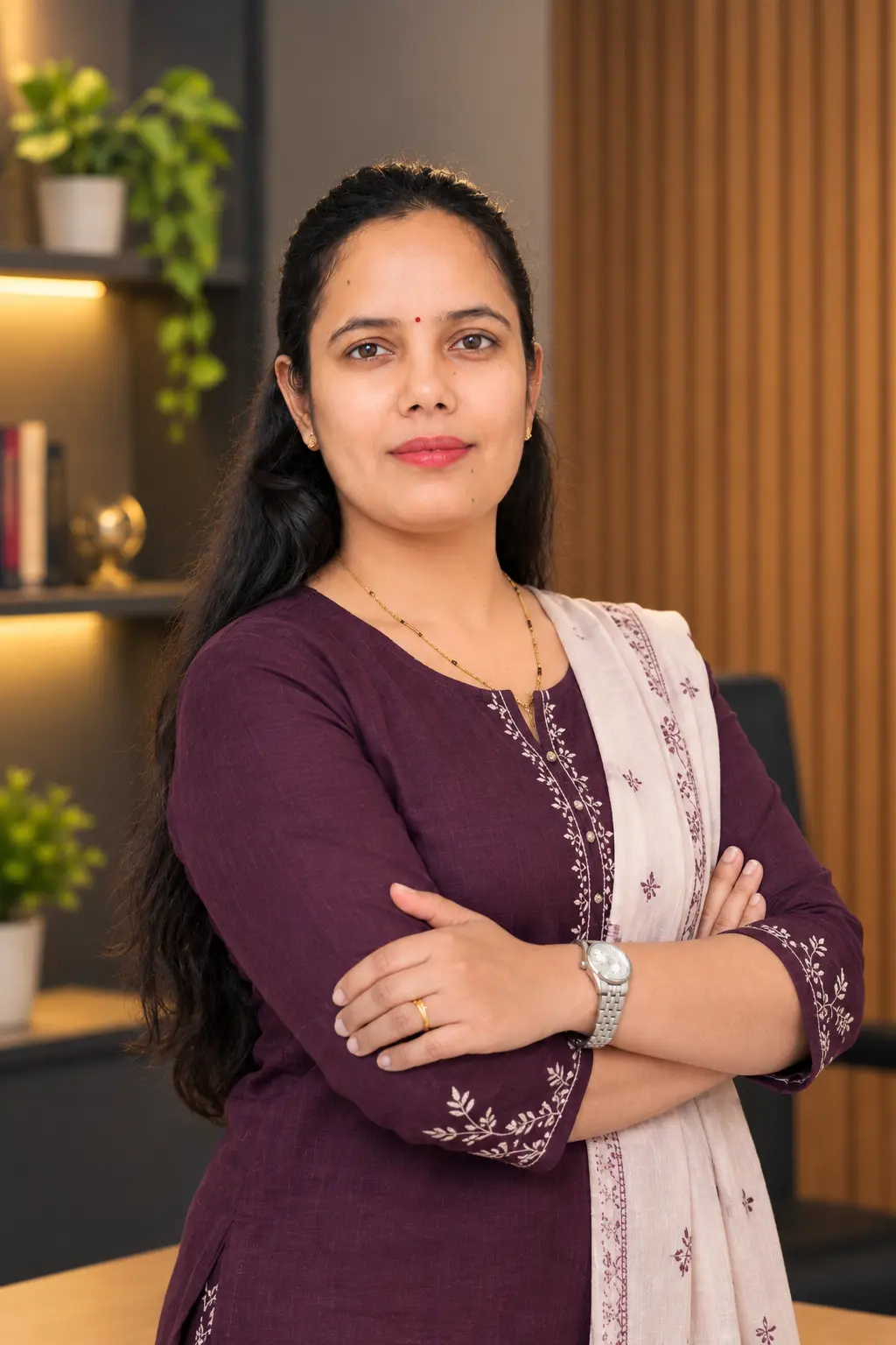 Portrait of Neha Sharma, founder of ElevatteLife, in a calm, professional setting